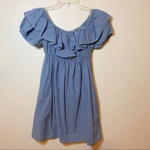Voom by Jay denim ruffle off the shoulder dress
